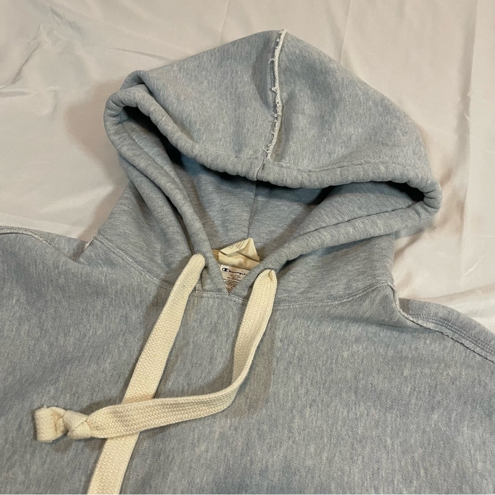 Champion Light Blue Reverse Weave Cropped Hoodie